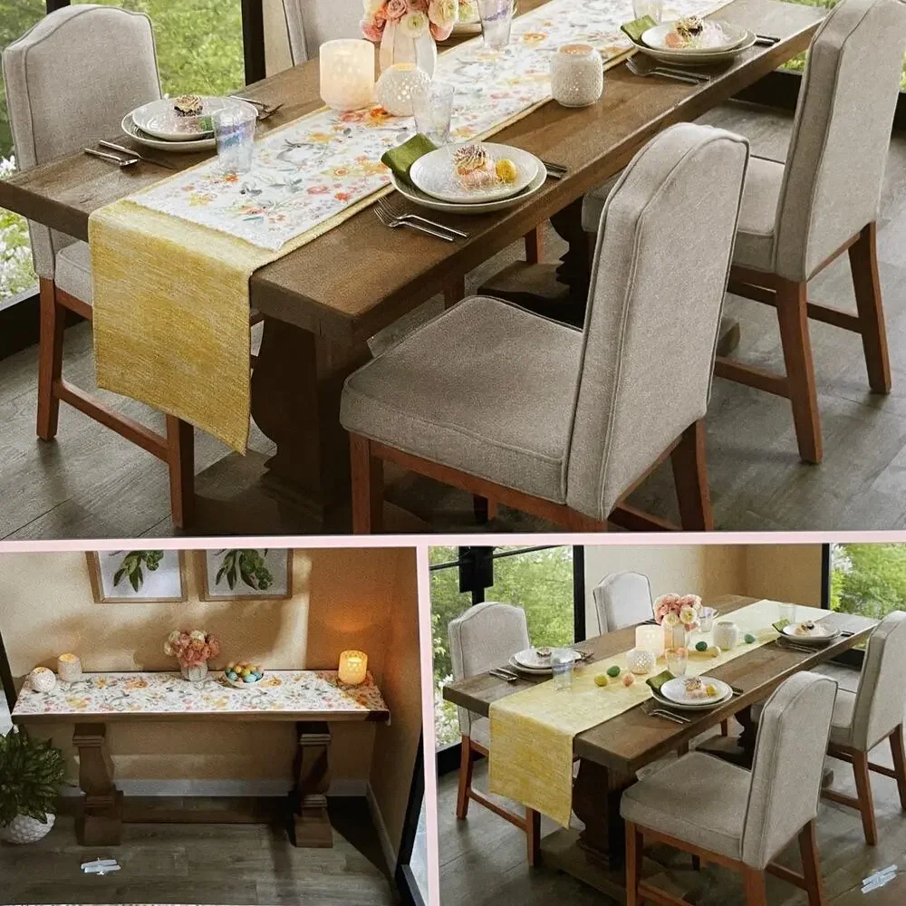 Cupcakes & Cashmere Spring Floral Easter Bunny Rabbit Double Table Runner NEW